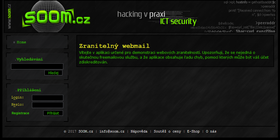 Hackmail: testovací prostředí
