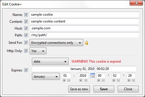 Screenshot: Cookies Manager+